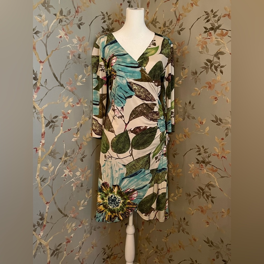 Cartise Pullover Floral Print Faux Wrap Dress Size 8